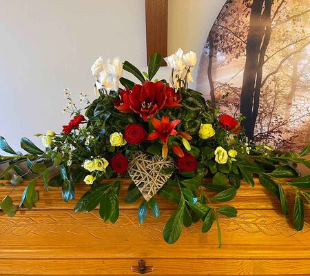 Sarggesteck-rot weiß nostalgisch modern-Nov