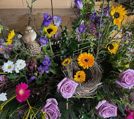 Sarggesteck Garten bunt im Detail - Jan